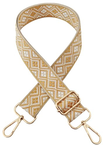 Justerbar väskrem för ombyte, bred axelrem för väskor kvinnor, 3,8 cm väskrem med karbinhake guld, axelrem för kvinnor modern crossbody, handväska, beige-gul, 314