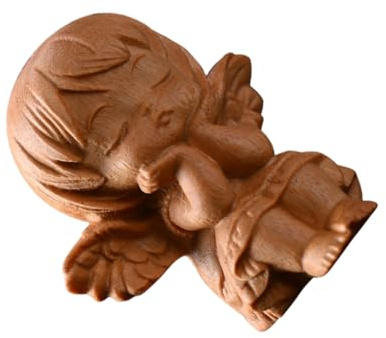 Homoyoyo Figurine Ange Bois Sculpté Main avec Ailes Décoration Religieuse Unique pour Intérieur et Jardin Ornement Miniature Élégante et Cadeau Réfléchi