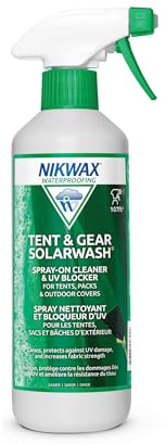 Nikwax Tent & Gear SolarWash, Cleaning, Waterproofing and UV Protector, Cleaner, Maintenance, Restores DWR Water Repellency on Outdoor Gear, Rain Fly, Canvas, Covers, Tarps, Backpacks, Accessories
