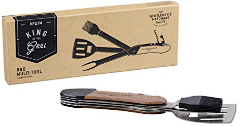 Gentlemen's Hardware BBQ Multifunktionswerkzeug aus Edelstahl und Holz, Größe: 2,5x15x3,5 cm, GEN274UK