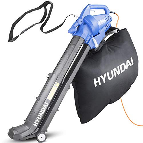 Hyundai 3 in 1 3000W Electric Leaf Blower & Gloves, 45L Bag, Vacuum & Shredder, 3 Year Warranty, Lightweight & Powerful, 12 Meter Cable, Variable Speed, Telescopic Chute, HYBV3000E-INCGloves, Blue