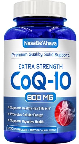NasaBeahava CoQ10 800mg Capsules | Vegan Friendly Coenzyme Q10 800mg from Easy Absorption Ubiquinone Supplement for Skin Heart and Energy Support | Made in The USA in cGMP Facilities (100 Servings)