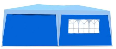 Defacto 2X Seitenteile 3m mit Seitenwand/Seitenteil und Fenster 300x180cm für 3x3 m, 3x6 m Pavillon, Festzelt, Partyzelt, Faltpavillon Seitenwände Seitenwänden Blau