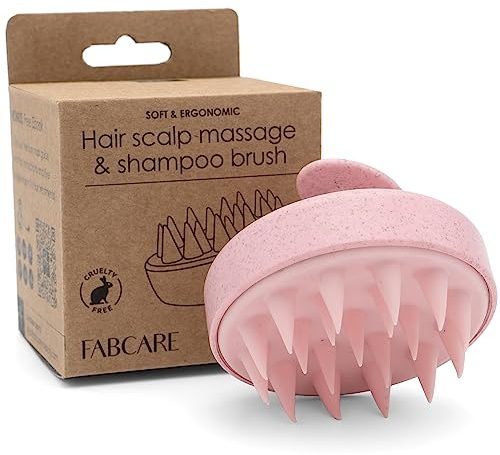 FABCARE Massaggiatore Cuoio Capelluto in Silicone con Steli di Grano per Capelli Asciutti e Bagnati, Stimola Crescita, Favorisce Circolazione e Supporta il Benessere del Cuoio Capelluto (Rosa)