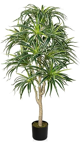 120cm Kunstpflanze Groß Dracaena Baum, Chlorophytum Gefälschte Spinnenpflanze, Deko kunstpflanze hängend für Wohnzimmer Balkon Schlafzimmer Badezimmer Zimmer Tischdeko, Innen- und Außendekoration
