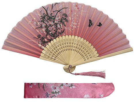 Kibon Éventails pliants, éventails en bambou avec pampille pour cadeaux d'anniversaire, danse, cosplay, fête de mariage, décoration