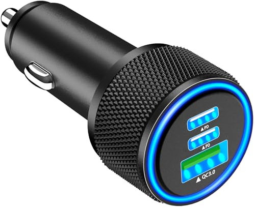 USB C Car Charger, Rombica 3-Port 67W Dual PD USB-C&USB-A Car Power Cigarette Lighter USB Charger PD/QC Type C Car Charger Fast Charging Adapter for iPhone 16 16 Pro 15 14 13/Galaxy S24 S23/Pixel/iPad