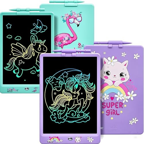 DYNASONIC Pack 2 Pizarras LCD Infantiles 10 Pulgadas para Dibujar y Escribir – Tableta de Escritura Electrónica Reutilizable, Tablet de Dibujo para Niños y Niñas, Juguete Educativo