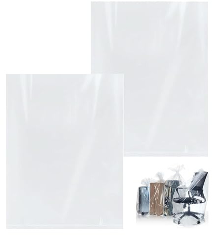 2 Piezas Bolsas de Almacenamiento Extragrandes de Plástico Transparente, 100 x 152 cm, Bolsas de Plástico Planas Grandes, para Guardar Maletas, Muebles, Sillas, Bicicletas para Niños y Más