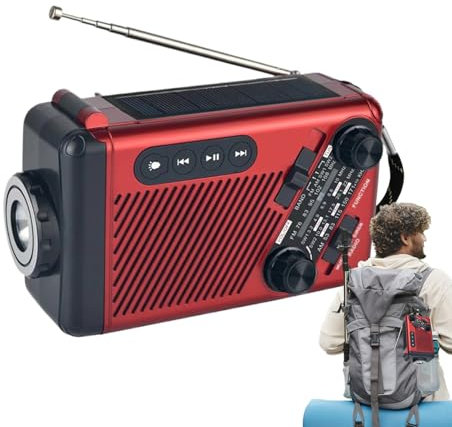 Radio météo - Radio Portable | Lanterne Solaire d'urgence AM/FM à manivelle pour Le Camping, la Survie, la préparation aux pannes de Courant, Les catastrophes et Les activités de Plein air