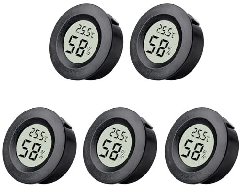 Hygrometer Thermometer Fathers Day Dad Gifts Round LCD Digital Round Temperature Humidity Meter Monitor Gauge for Greenhouse Dehumidifiers Humidifiers Basement Babyroom Home Office (3Pcs Black) (5)