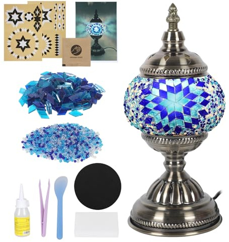 GYHPD DIY Turkish Mosaic Lamp Kit, Stained Glass Table Lamp Making Kit - Fun, Easy, No Experience Required, Complete Mosaic Art & Craft Project Kit for Adults & Teens, Make Your Own Table Lamp