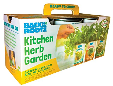 Back to the Roots New Kitchen Garden Complete Herb Kit Variety Pack of Basil, Mint, and Cilantro Seeds