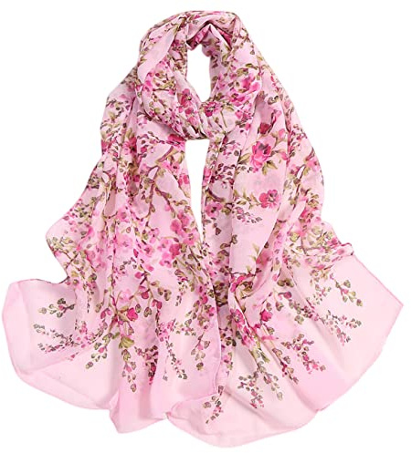 FAIRYGATE Womens Scarfs Clearance Scarf Women Lightweight Chiffon Neck Ladies Scarves with Lotus Flower Pattern A4412