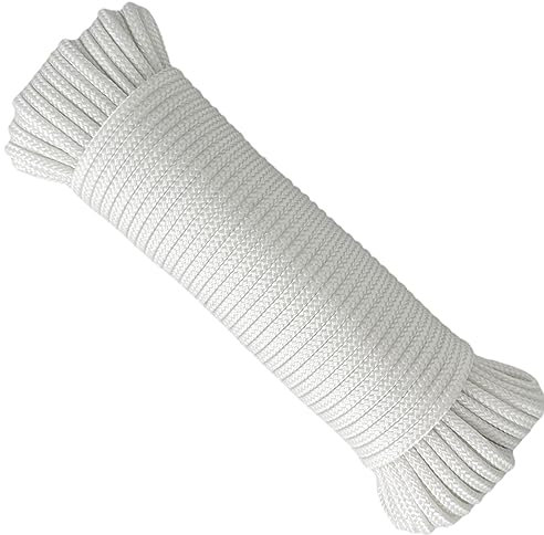 Cuerda Tendedero Exterior. Cordón de Polipropileno Alta tenacidad Trenzado, 4,5MM * 25M, Hecho en España, para Toldos, Camping, pancartas, Bricolaje. Blanco