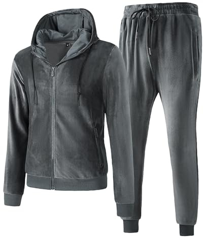 TONY BACKER Tuta Uomo In Pile Sportiva Con Chiusura Zip Completo Tuta In Casa (IT, Testo, M, Regular, Regular, GRIGIO-73)