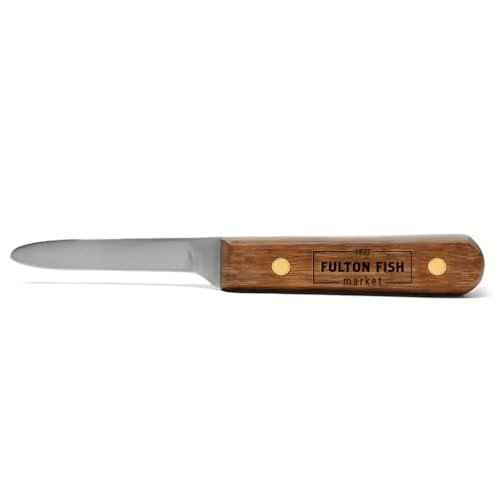 Fulton Fish Market Cuchillo de almeja – Herramienta profesional para desmenuzar almejas y abridor – Fabricado en los Estados Unidos – Shucker de almejas con mango ergonómico