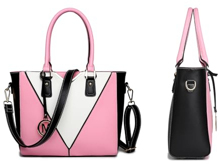 Miss Lulu Handtaschen für Damen Mittelgroß, Handtasche V-förmiges Design Viele Fächer Umhängetasche Groß, Elegant Schultertaschen, Tote Tasche für Pendeln Schule Arbeit Reise