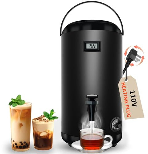 Hijolla Insulated Beverage Dispenser with Heating Drink Dispenser, Electric Heating Beverage Dispenser-75 Cup Hot&Cold water Urn, Hot Drink Beverage-Stainless Steel Hot Drink Dispenser 12 L/3.2 Gallon