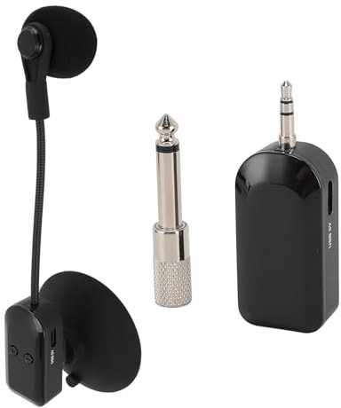 Yanmis Kabelloser Saxophon-Mikrofon-Tonabnehmer, 2,4 G Kabelloses Instrumentenmikrofonsystem für Gitarre, Große Violine, Akkordeon und Andere Instrumente