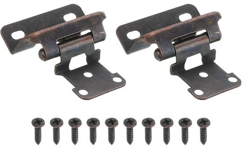 sourcing map 10 Pack Self Closing Cabinet Hinges, 1/2 Overlay Cabinet Door Hinges Semi-Concealed Kitchen for Flush Mount Kitchen Door, Red Bronze