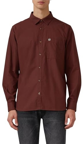 s.Oliver Regular Fit: Checked Cotton Shirt with Kent Collar, 3907_bordeaux, X-Large