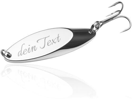 Personalisierter Angelköder für Seelachs/Dorsch – Graviertes Anglergeschenk für Norwegen Angelurlaub & Skandinavien Angeln – Kunstköder Metall Löffel für Männer – Geschenkidee für Angler mit Gravur