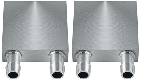 Blocco di raffreddamento ad acqua 40 x 40 mm in alluminio per refrigeratore d'acqua liquido Sistema di dissipatore di calore in argento per dissipatore di calore CPU (pacchetto di 2)