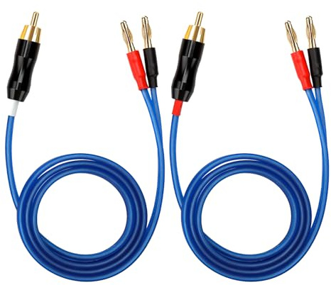 KK Cable Q-P2 18 Gauge OFC Speaker Wire Pair with RCA Male (White & Red) to 2 Pair Banana (4banana) Plugs, Q-P2 (3M(9.8ft))