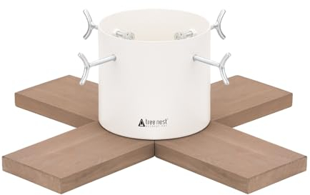 Nest Christmas Tree Stand Base for 6ft Real Tree - Modern Small Tabletop Holder Xmas Decoration Hip (White)
