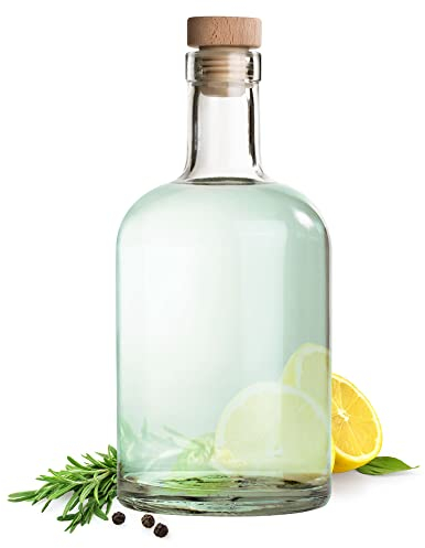 AMAVEL Bouteille à Gin, Whisky, Rhum, Cognac ou Liqueur avec Bouchon Hermétique, Décanteur en Verre, 700 ML