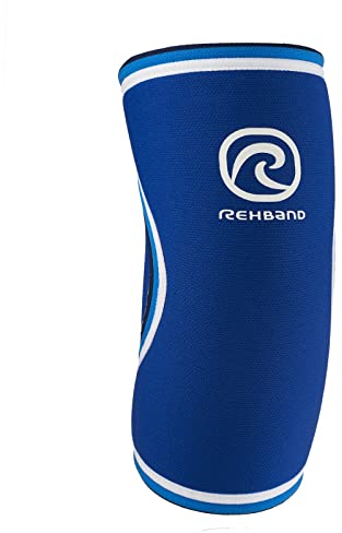 Rehband RX Coudière pour Musculation, Support de Coude en néoprène 5mm stabilisant Les Muscles et Les Articulations, Bandage de Coude de Soutien, Couleur:Bleu, Taille:M