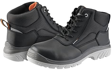 Bellota 72307NJS343 - Bota de Seguridad Comp+ Negra S3 de Hombre y Mujer (Talla 43) de Piel Hidrofugada Lisa, Acolchada y con Zonas Reforzadas Antiabrasión
