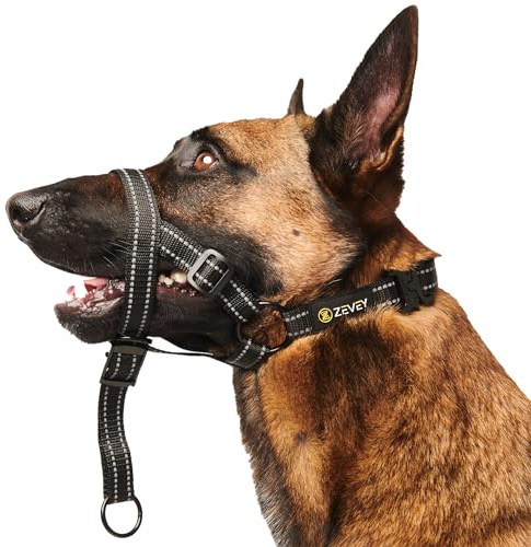Zevey Adjustable Dog Head Halter with Safety Strap, Soft Padded Dog Head Collar for Small Medium Large Dogs, No-Pull Dog Harness for Training and Walking (Large, Black)