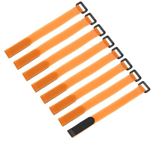 sourcing map Lot de 8 sangles d'arrimage réutilisables pour batterie, 2 x 25,4 cm en nylon orange, multifonction, sangle de serrage réglable pour la maison, le bureau, le RC, le bateau, la voiture