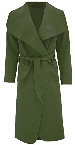 GOSTYLES® Womens Long Waterfall Italian Duster Trench Coats, Ladies Winter Wear Long Sleeve French Belted Oversized Jacket (Khaki, One Size)