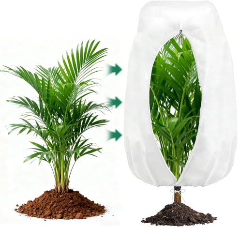 AOOWU Winterschutz für Pflanzen, Winterschutz für Kübelpflanzen Frostschutz mit Reißverschluss und Kordelzug - Atmungsaktiv Reißfest Wiederverwendbar- Pflanzenabdeckung 80g/m², 80 x 120 cm