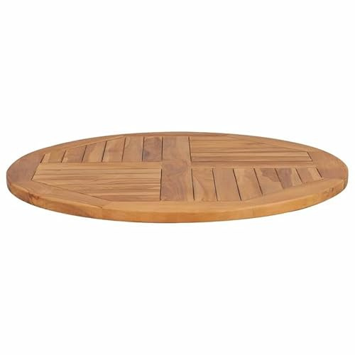 Eleganz Tischplatte aus Massivholz Teak rund 80 cm - Feingeschliffene Tischplatte aus Teakholz mit wasserbasierter Behandlung für Küche, Wohnzimmer oder Garten - Langlebig & pflegeleicht