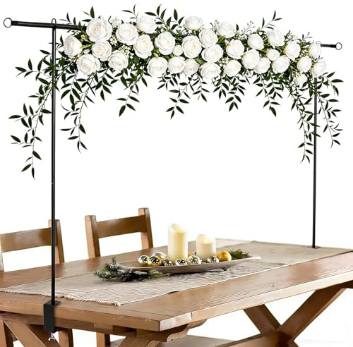 YushengTai Arco da tavolo regolabile, 80-250 cm, in metallo, con doppio morsetto, per matrimoni, compleanni e decorazioni natalizie, supporto decorativo da tavolo nero per palloncini e ghirlande