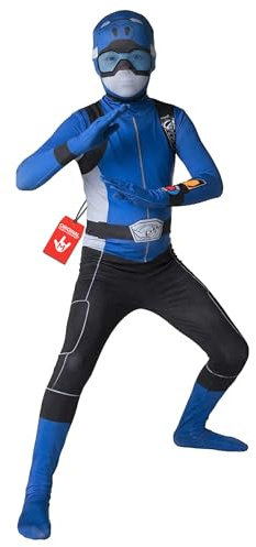 Morphsuits Blå Superhjältedräkt för Barn, Helkroppsdräkt med Visir & Huva, Halloweenkostym Pojkar Flickor, L