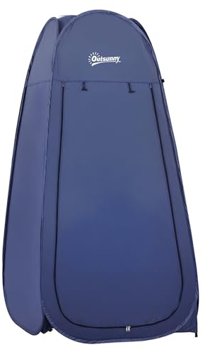 Outsunny Tente de Douche Pop-up Tente de Toilette Pliable et Portable Anti-UV Sac de Transport Inclus pour Plage, pêche, randonnée, Bain, l'extérieur, Bleu Marine