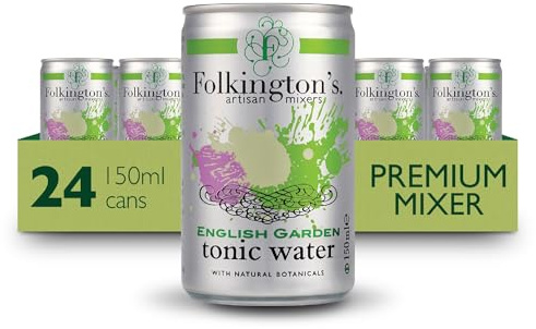 Folkington's Tonic Water, English Garden, 24 Cans, Mix with Gin Botanicals, Artisan Botanical Mixer, Fridge Pack 3 x 8 x 150ml (24 Cans Total)
