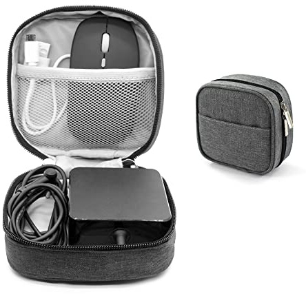 Ruyosn Borsa Organizer per Cavi Impermeabile Piccola Borsa per Cavi con Tasca Esterna Porta Cavi Borsa Organizer per Cavi Elettronici Borsa Cavi Piccola Tasca per Hard Disk, Grigio