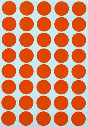 Royal Green étiquettes autocollantes rondes vierges pour inventaire et étiquetage, (19mm) 1,9 cm Orange- 50 Feuilles - Paquet De 2000