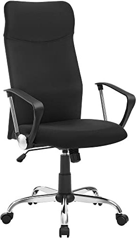 SONGMICS Office Chair, Ergonomic Desk Chair, Swivel Chair, Upholstered Seat, Adjustable Height, Tilt Function, 120 kg Load Capacity, Ink Black OBN134B01