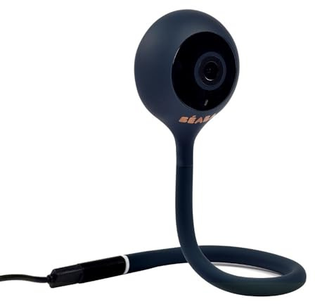 BÉABA, Baby Monitor Video, Babyphone Zen Connect, Telecamera Full HD 1090p, Walkie-Talkie, Lunga Portata, Connessione Mobile e Wifi, Ninnananne, Asta Flessibile, Notte Blu