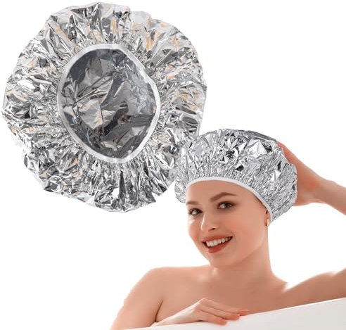7 Pcs Salon Aluminum Foil Baking Oil Hair Cap Disposable Shower Caps Waterproof Hair Dye Cap Aluminum Foil Caps for Hair Treatment