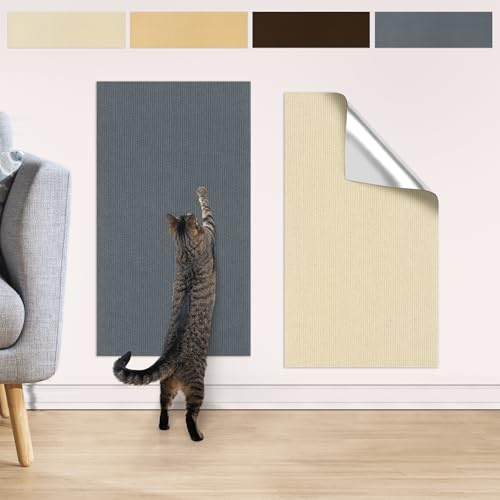 Niuoppy Cat Scratching Mat, Trimmable Cat Scratch Mat, Self Adhesive Sofa Cat Scratch Protector, Furniture Scratch Protector, Cat Wall Scratching Mat (Grey, 30x100cm)