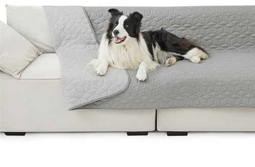 Bedsure Manta Impermeable para Perros - Protector de Sofá y Cama Antideslizante, Antipelos Mascotas para Gatos, Lavable, Resistente a Arañazos y Manchas, Grande y Pequeño (132x208cm, Gris)