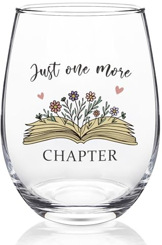 Futtumy Just One More Chaper Wine Glasses 17oz, Book Lovers Gifts, Mothers Day Birthday Christmas Gifts for Book Lovers Women Readers Freinds, Funny Reading Accessories Librarian Bookish